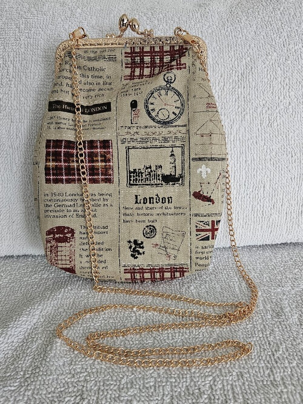 Kisslock Newsprint Crossbody Bag